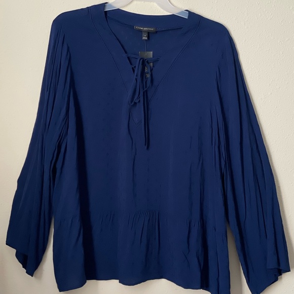 NWT LANE BRYANT BOHO PEASANT TOP. LONG SLEEVE FLORAL EMBROIDERY ACCENTS BLOUSE. - Picture 2 of 16